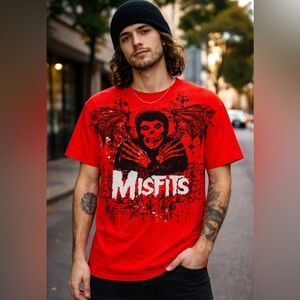 Misfits Red Graphic Tee XL Skull Wings Band Shirt Punk Rock